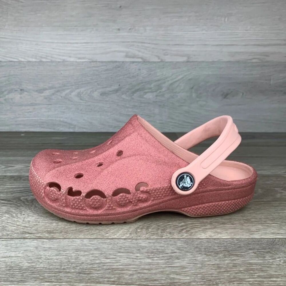 Pink Glitter Junior Girls Crocs Clogs size 2